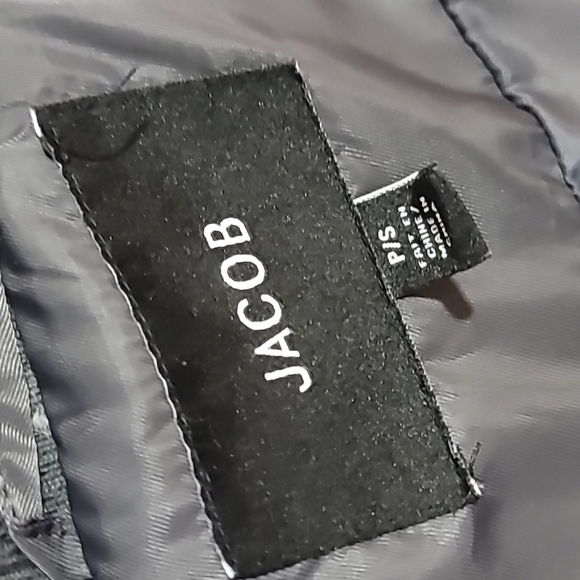 JACOB Bow Tie Hood Fitted Puffer Long Jacket Warm Charcoal - Picture 8 of 9